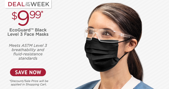 Deal of the Week: EcoGuard Black Level 3 Face Masks 50/Box