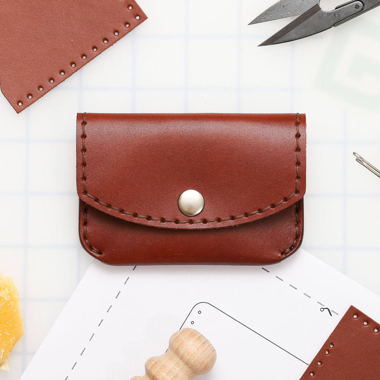DIY 3-Pocket Foldover Wallet Leather Kit