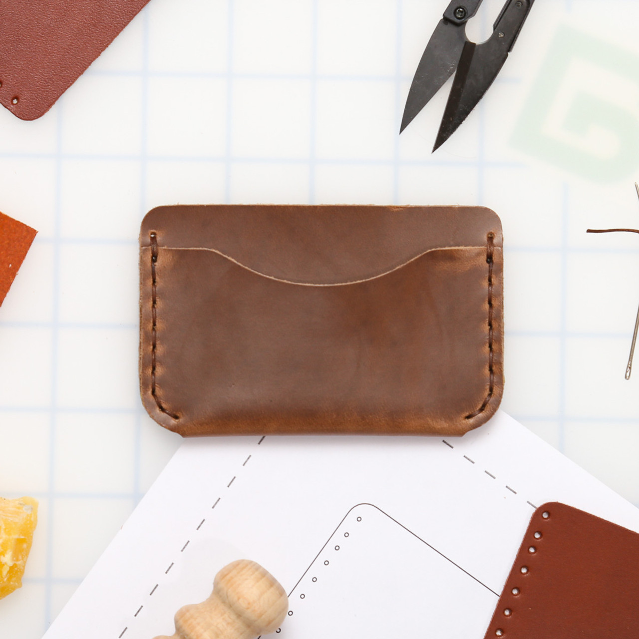 Diy High Capacity Card Pack Wallet Template Bag Leather - Temu