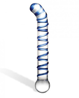 Mr Swirly 6.5 inches G-Spot Glass Dildo Clear Blue