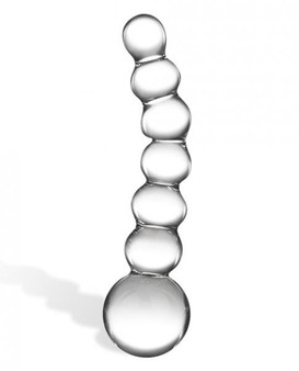 Glas 5 inches Curved Glass Beaded Dildo Clear