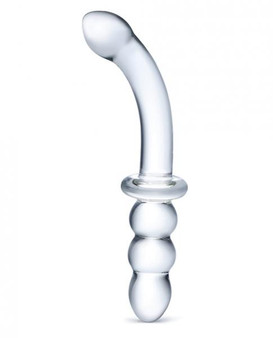 Glas 8 Inches Ribbed G-Spot Glass Double Dildo