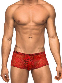 Mini Shorts Stretch Lace Large Red