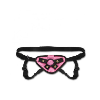 Lux Fetish Velvet Strap On Harness Pink O/S - 4890808042878