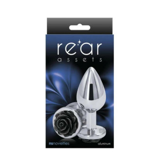 Rear Assets Rose Anal Plug - Medium - Black