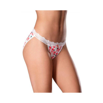 Magic Silk Sweet Treats Split Back & Crotchless Panty With Lube Peach L/xl