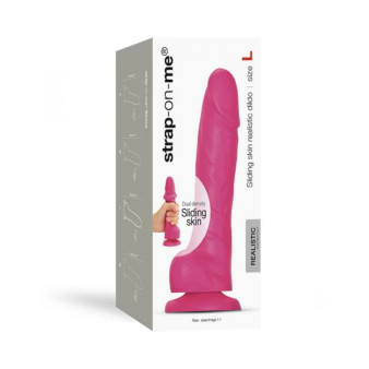 Strap-on-me Sliding Skin Realistic Dual-density Dildo Dual Fuchsia  L