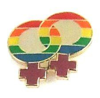 Gaysentials Lapel Pin Rainbow Double Female - 892280021451