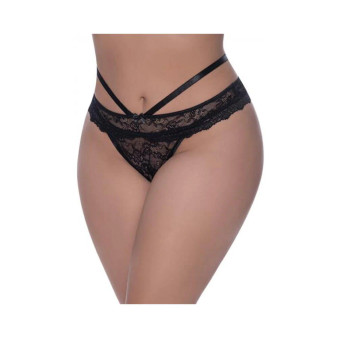 Magic Silk Ooh La Lace Peek-a-boo Cheeky Panty Black Queen Size