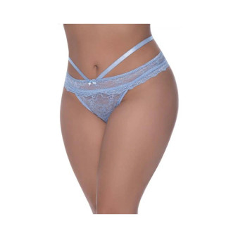Magic Silk Ooh La Lace Peek-a-boo Cheeky Panty Periwinkle Queen Size