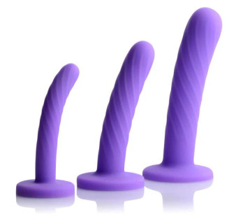 Tri-Play Silicone Dildo 3 Piece Set Purple - 848518024664