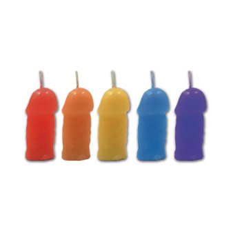 Rainbow Pecker Party Candles 5 Pack Assorted Colors - 818631031429
