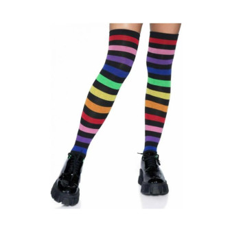Acrylic Rainbow Thigh High Socks Os
