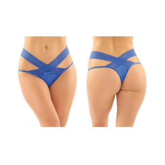 Daphne Microfiber Brazilian-cut Panty With Criss-cross Lace Waistband 6-pack L/xl Royal