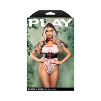 Fantasy Lingerie Play Dangerous Darling 3-Piece Costume Set L/XL Fantasy Lingerie Play Dangerous Darling 3-Piece Costume Set L/XL