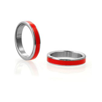 H2h Stainless Steel Cockring W/red Band 1.875 In.