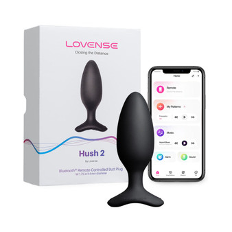 Lovense Hush 2 Bluetooth Remote-Controlled Vibrating Butt Plug Medium 1.75 in.