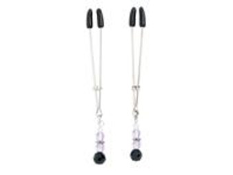 Purple Beaded Nipple Clamps With Tweezer Tip - Purple