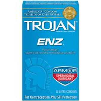 Trojan Condom Enz With Spermicidal Lubricant 12 Pack