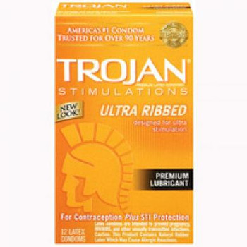 Trojan Stimulations Ultra Ribbed 12 Pack - 022600947523