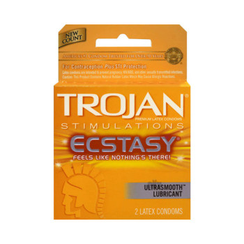 Trojan Ultra Ribbed Ecstasy Lubricated Condoms 2 Pack - 022600947219