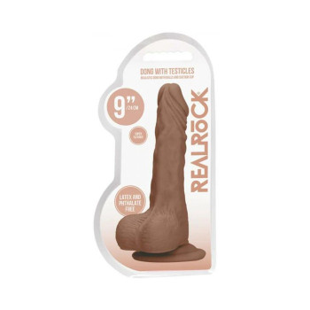 Real Rock Realistic Dildo With Balls - 9'" - 23 Cm - Mocha Real Rock Realistic Dildo With Balls - 9'" - 23 Cm - Mocha