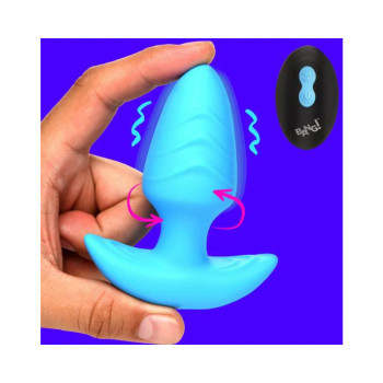 Rotating And Vibrating Silicone Butt Plug - Blue Rotating And Vibrating Silicone Butt Plug - Blue