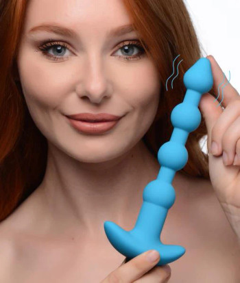 Remote Control Vibrating Silicone Anal Beads - Blue Remote Control Vibrating Silicone Anal Beads - Blue