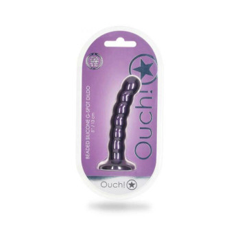 Shots Ouch! Beaded Silicone 5 In. G-spot Dildo Metallic Purple Shots Ouch! Beaded Silicone 5 In. G-spot Dildo Metallic Purple