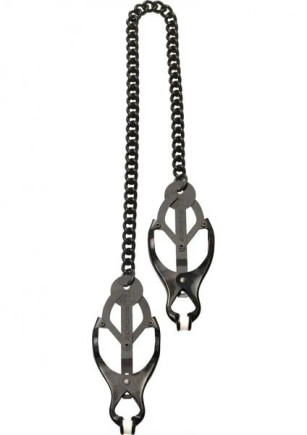 Black Butterfly Nipple Clamps With Chain - 669729200537