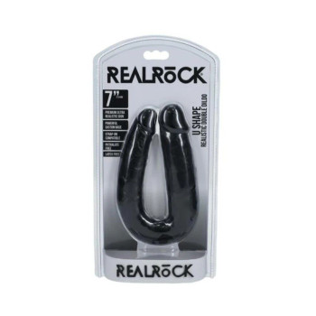 Realrock 7 In. U-shaped Double Dildo Black Realrock 7 In. U-shaped Double Dildo Black