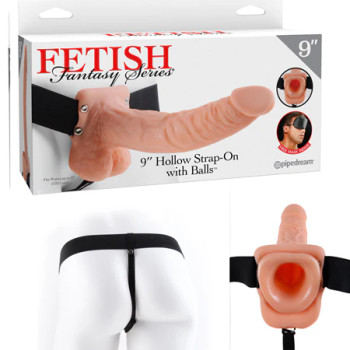 Ff Hollow Strap On W/balls 9 Flesh Ff Hollow Strap On W/balls 9 Flesh