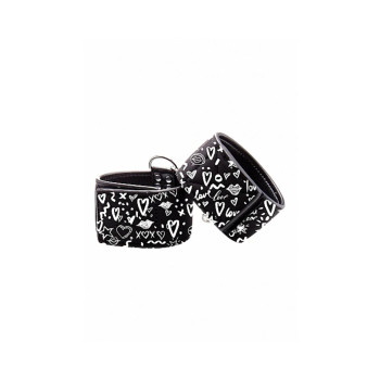 Ouch! Printed Ankle Cuffs - Love Street Art Fasion - Black Ouch! Printed Ankle Cuffs - Love Street Art Fasion - Black