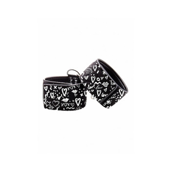 Printed Handcuffs Love Street Art Fashion Black Printed Handcuffs Love Street Art Fashion Black