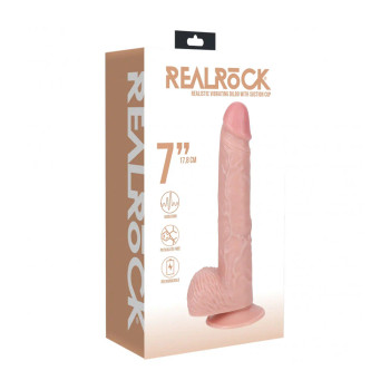 Realrock 7 Vibrating Cock With Balls Regular Straight Flesh