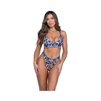 Butterfly Beauty Embroidered Bralette & Panty - Blue Xl