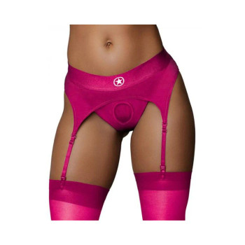 Ouch! Vibrating Strap-on Thong With Adjustable Garters Pink M/l