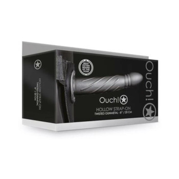 Ouch! Twisted Hollow Strap-on 8 In. Gunmetal Gray Ouch! Twisted Hollow Strap-on 8 In. Gunmetal Gray