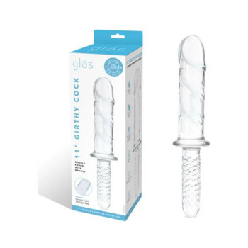 Glas 11 In. Girthy Cock Double Ended With Handle Glas 11 In. Girthy Cock Double Ended With Handle