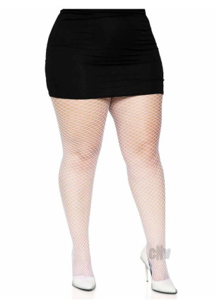 Spandex Indust Net Tights 1x-2x Wht