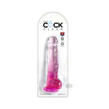 Kc 8 Cock Clear W/balls Pink Kc 8 Cock Clear W/balls Pink