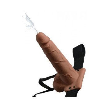 Fetish Fantasy 7.5in Hollow Squirting Strap-on With Balls, Tan Fetish Fantasy 7.5in Hollow Squirting Strap-on With Balls, Tan