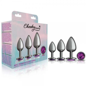 Cheeky Charms Metal Plug Kit Gunmetal Round Deep Purple Cheeky Charms Metal Plug Kit Gunmetal Round Deep Purple