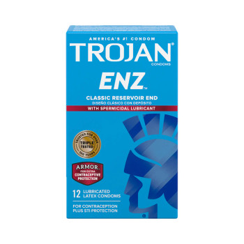 Trojan Condom Enz With Spermicidal Lubricant 12 Pack - 022600932529