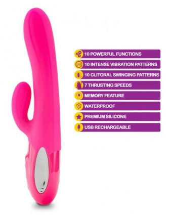 Viben Hypnotic Thrusting Rabbit W/ Clit Stim Hot Pink Viben Hypnotic Thrusting Rabbit W/ Clit Stim Hot Pink