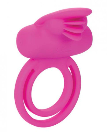 Dual Clit Flicker Enhancer Vibrating Cock Ring Pink - 716770093356