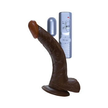 American Whopper 8in Curved Vibrating Dong, Balls American Whopper 8in Curved Vibrating Dong, Balls