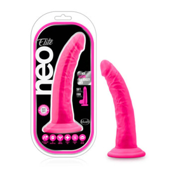 Blush Neo Elite 7.5 Silicone Dual Density Cock w/Balls - Neon Pink
