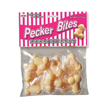 Pecker Bites Strawberry Candy 16 Pieces Bag - 818631029150