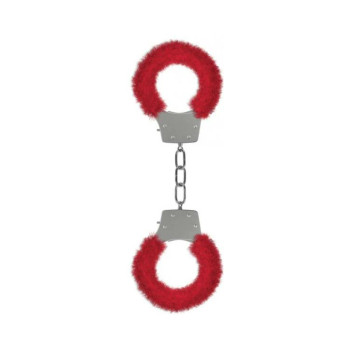 Ouch Furry Pleasure Handcuffs Red